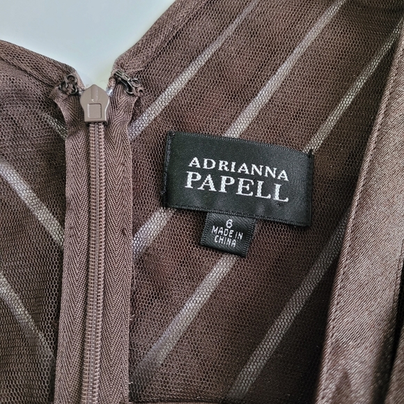 Adrianna Papell Brown Sheen Tiered Wrap Cocktail Dress - Picture 5 of 11